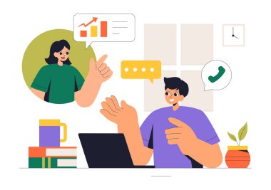 Dengeli Çalışma Yaşamı Ortamı Uzaktan Çalıştırma Vektörü İllüstrasyonu, Evden Esneklik ve Verimliliği Vurguluyor