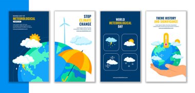 Düz El Çizimi Biçimli Dünya Meteoroloji Günü Sosyal Medya Hikayeleri Şablonu