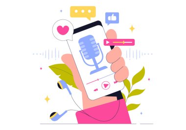 Ses Kaydetmek için Kulaklık Kullanan İnsanlar, Bir Sunucu, Bir Konukla Görüşen Bir Sunucu ya da Mikrofonlu Çevrimiçi Şov