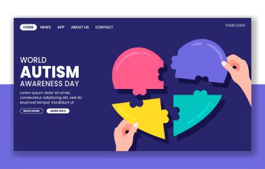 Dünya Otizm Bilinci Günü Sosyal Medya İniş Sayfası için Yaratıcı El Çizimi Şablonu