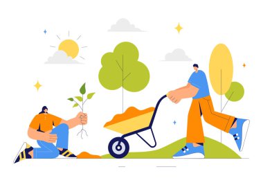 Doğayı Korumak İçin Yeşil Bitki Bakımı, Sulama ve Çevre Koruma Amaçlı Ormanda Ağaç Dikme