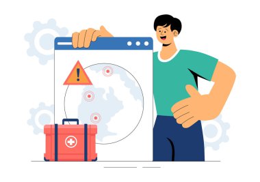 Afete Hazırlık Vektörü İllüstrasyonu Topluluk Afet Planlama, Acil Durum Planlama Listesi ve Arka planda Yıl Hazırlık