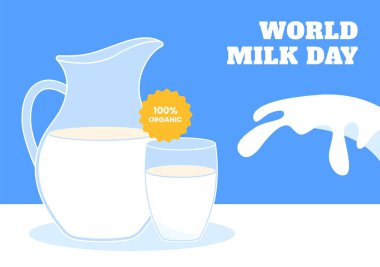 Düz El Çizimi Taze Süt Elemanlarıyla Dünya Süt Günü Sosyal Medya Düzeni