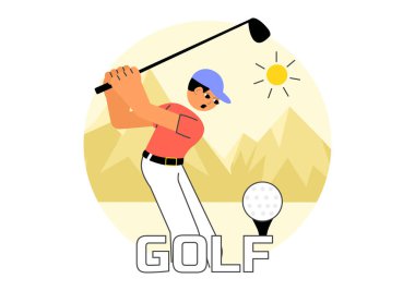 Arka planda Bayraklar, Golf Arabası, Kulüpler, Yeşil Alan, ve Kum Sığınağı Açık Alan Eğlence ve Aktif Yaşam Tarzı