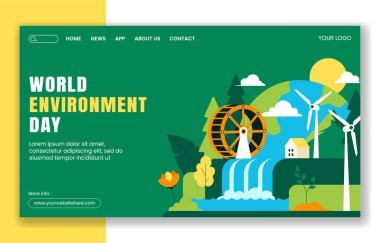Elle Çizilmiş Düz Biçimli Dünya Çevre Günü için Sosyal Medya İniş Sayfası