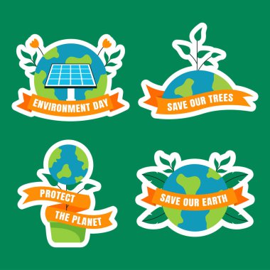 Doğa Elementleri ile Çevre Günü Sosyal Medya Etiketi Şablonu