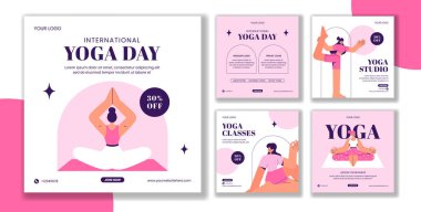 Sosyal Medya Posta Tasarımı İçin Uluslararası Yoga Gününün Düz Çizimi