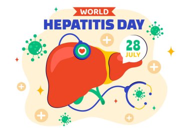 Dünya Hepatit Günü Vektör İllüstrasyonu 28 Temmuz 'da Sağlık Hizmeti Temalı Özgeçmişinde Bir Hasta, Hastalıklı Karaciğer, Karaciğer Kanseri ve Siroz