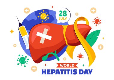 Dünya Hepatit Günü Vektör İllüstrasyonu 28 Temmuz 'da Sağlık Hizmeti Temalı Özgeçmişinde Bir Hasta, Hastalıklı Karaciğer, Karaciğer Kanseri ve Siroz