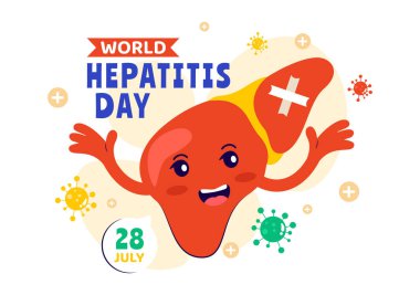 Dünya Hepatit Günü Vektör İllüstrasyonu 28 Temmuz 'da Sağlık Hizmeti Temalı Özgeçmişinde Bir Hasta, Hastalıklı Karaciğer, Karaciğer Kanseri ve Siroz