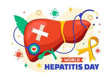 Dünya Hepatit Günü Vektör İllüstrasyonu 28 Temmuz 'da Sağlık Hizmeti Temalı Özgeçmişinde Bir Hasta, Hastalıklı Karaciğer, Karaciğer Kanseri ve Siroz