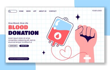 Düz Tasarım 'da Kan Bağışı Günü için Vektör Sosyal Medya Çıkarma Sayfası