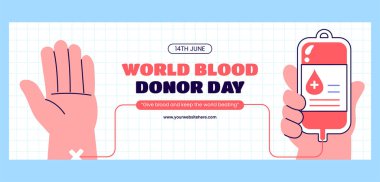 Karikatür Biçiminde Kan Bağışı Günü için Renkli Sosyal Medya Kapağı