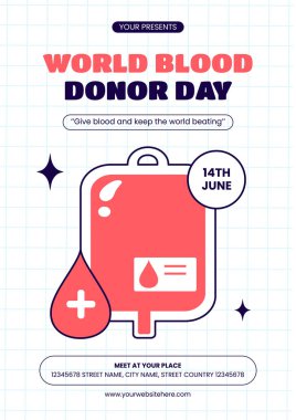 Düz Vektör Grafik Uçuşuyla Kan Bağışı Günü Farkındalık Bilgisi