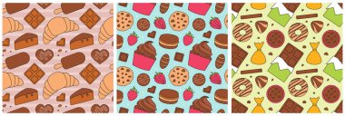 Düz Çizgi Film Biçiminde Erimiş Şekerler ve Pastalarla Çikolatalı Şekerlemesiz Şekillendirme