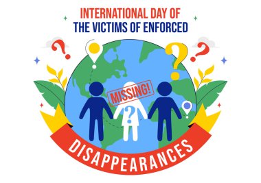 30 Ağustos 'ta Zorunlu Kaybolma Mağdurları Uluslararası Günü Vektör İllüstrasyonunda Kayıp Kişiler ya da Kayıp İnsanlar Arkaplanda