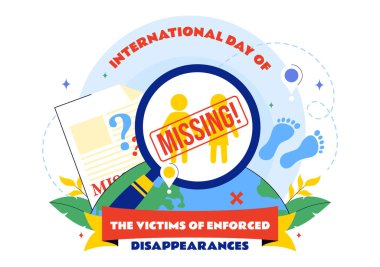 30 Ağustos 'ta Zorunlu Kaybolma Mağdurları Uluslararası Günü Vektör İllüstrasyonunda Kayıp Kişiler ya da Kayıp İnsanlar Arkaplanda