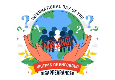 30 Ağustos 'ta Zorunlu Kaybolma Mağdurları Uluslararası Günü Vektör İllüstrasyonunda Kayıp Kişiler ya da Kayıp İnsanlar Arkaplanda