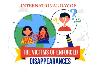 30 Ağustos 'ta Zorunlu Kaybolma Mağdurları Uluslararası Günü Vektör İllüstrasyonunda Kayıp Kişiler ya da Kayıp İnsanlar Arkaplanda
