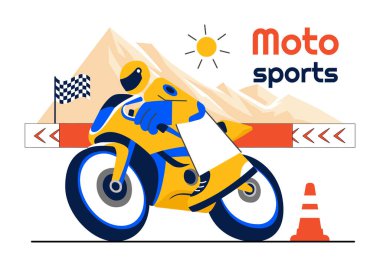 Yarış Motorsport Speed Speke Vector İllüstrasyonunda Spor Giyimi ve Güvenlik Ekipmanları Şampiyonluk veya Yarışma Arkaplanı