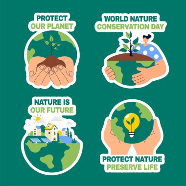 Şirin Çizgi Film Biçiminde Doğayı Koruma Günü Sosyal Medya Farkındalık Etiketi