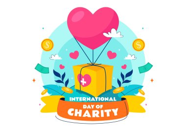 Uluslararası Yardım Vakfı Vekil İllüstrasyonu Günü 5 Eylül 'de Düztabanlı Bir Gönüllü' nün Bağış Paketi ve Aşk Kavramı