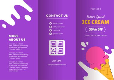 Tatlı ve Kremalı Dondurma Sosyal Medya Broşürü Düz Çizgi Film Çizimi Arkaplanı