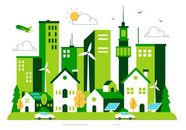 Gökdelenler, Ekoloji ve Sürdürülebilirlik ile Güzel Modern Çevre dostu Yeşil Şehir Panoramik Görünümü