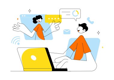 Uzaktan Çalışma Kurulum Vektörü İllüstrasyonu Dengeli Çalışma Hayatı Ortamı Esnekliği ve Ev Verimliliğini Vurguluyor