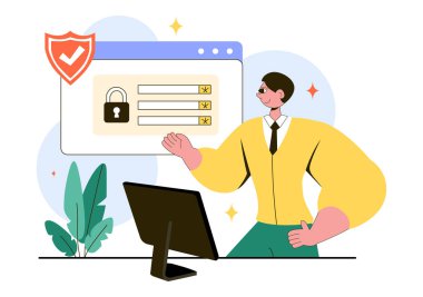 Sabit Arkaplanda İnşaat İşçisi ve İnşaat Aletleri ile Güvenlik Teçhizatı içeren Kişisel Koruma Vektörü İllüstrasyonu