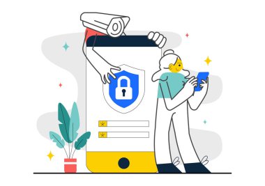 Gözetleme Vektörü İllüstrasyonunu Gizle Düz Arkaplanda Haberleri Olmayan Kişileri İzleme ve Kaydetme Yasası