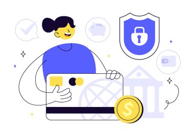 Fintech Vector Illustration Featuring Finance, Financial Technology, Online Banking, Crowdfunding, and Business Investment Bankacılık Ödeme Arkaplanı