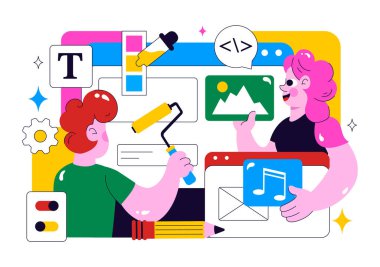 Ui Ux Tasarım Vektörü İllüstrasyonu Uygulama ve Yazılım Web Sitesi Geliştirmesi Uygulama Kodlaması ile Düz Çizgi Arkaplan