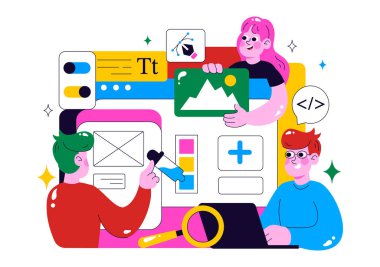 Ui Ux Tasarım Vektörü İllüstrasyonu Uygulama ve Yazılım Web Sitesi Geliştirmesi Uygulama Kodlaması ile Düz Çizgi Arkaplan