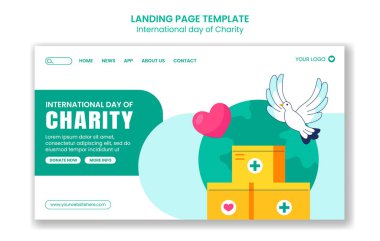 Düz Biçim İllüstrasyonunda Sosyal Medya İniş Sayfası Uluslararası Yardım Günü Vektörü