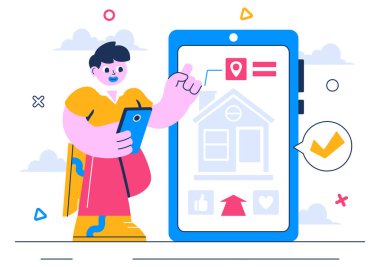 Sanal Gerçeklik Teknolojisi, Kumar ve Eğitim 'in sunduğu Artırılmış Gerçeklik Vektörü İllüstrasyonu, Başlık ve Etkileşimli VR Dokunuş Arayüzü