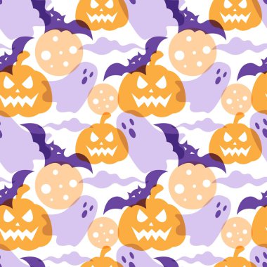 Mutlu Cadılar Bayramı Festivali Kusursuz Şablon Çizgi Film Şablonunda Ürkütücü elementler Tasarımı