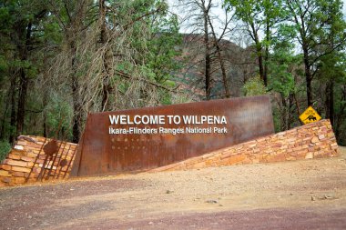 Wilpena Welcome Sign in Flinders Ranges - Australia clipart