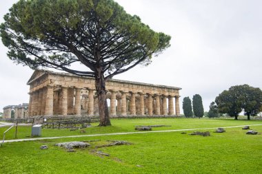 Paestum Arkeoloji Parkında Poseidon Tapınağı - İtalya