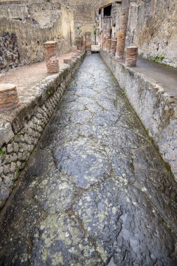 Herculaneum 'daki Antik Taş Sokak - İtalya