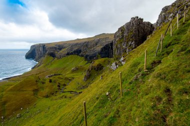 Faroe Adaları 'ndaki Suduroy Adası' nda Hvannhagi Yürüyüşü