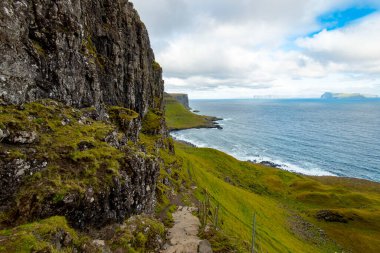 Faroe Adaları 'ndaki Suduroy Adası' nda Hvannhagi Yürüyüşü