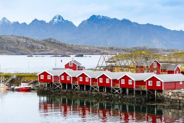 Svolvaer 'deki Rorbu Kulübeleri - Lofoten - Norveç