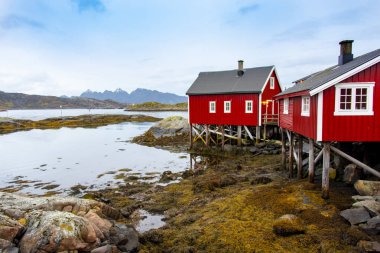 Svolvaer 'deki Rorbu Kulübeleri - Lofoten - Norveç