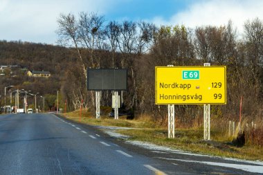 Kuzey Cape Route E69 İşareti - Norveç