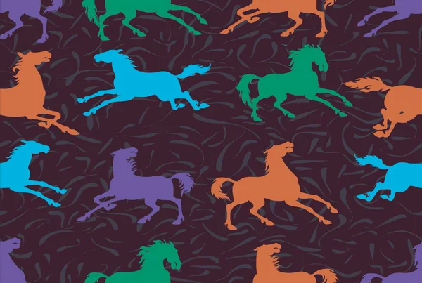 Seamless textured fabric with a horse pattern. Seamless texture. Illustration.
