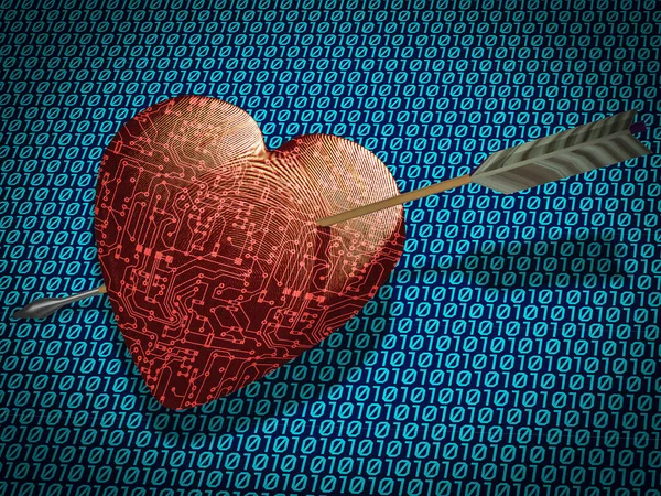 Modelo Corazón Humano Con Una Placa Circuito Impreso Texturizado Fondo — Foto de Stock
