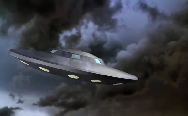 Ufo Niebie Wśród Szalejących Chmur Nagły Wypadek Niebie — Zdjęcie stockowe