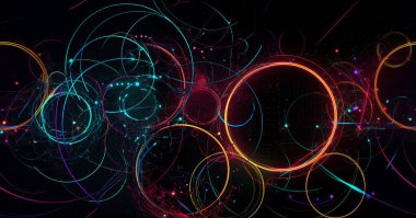 Yatay olarak pürüzsüz. Koyu bir arkaplanda uzay tarzında soyut doku.