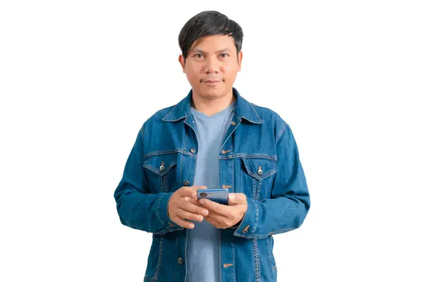Asiatisk Man Skjorta Och Jeans — Stockfoto